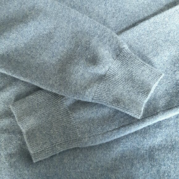 Black Brown 1826 SZ M Light Blue 2 Ply Cashmere Men's Crewneck Sweater - Picture 4 of 12